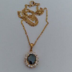 Gold and Black Oval Pendant Necklace